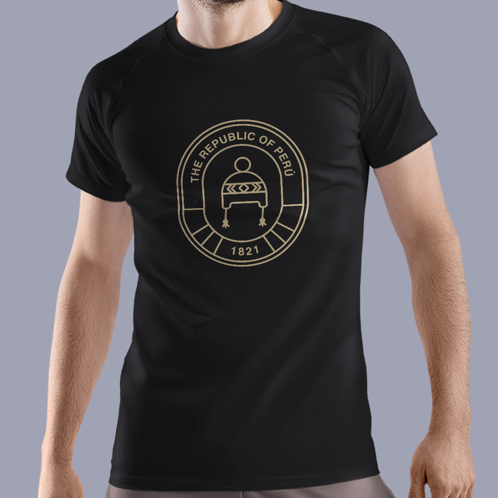 Polo negro manga corta The Republic Of Perú Gold