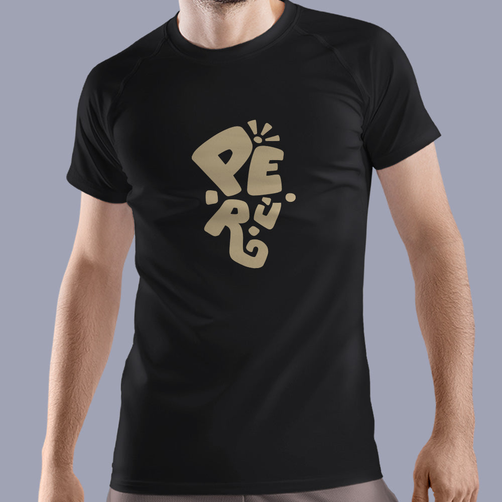 Polo negro manga corta Perú Gold