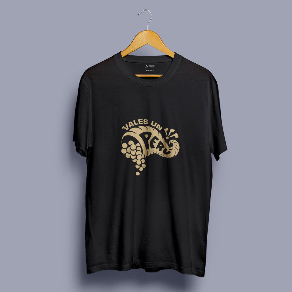 Polo negro manga corta Vales un Perú Gold