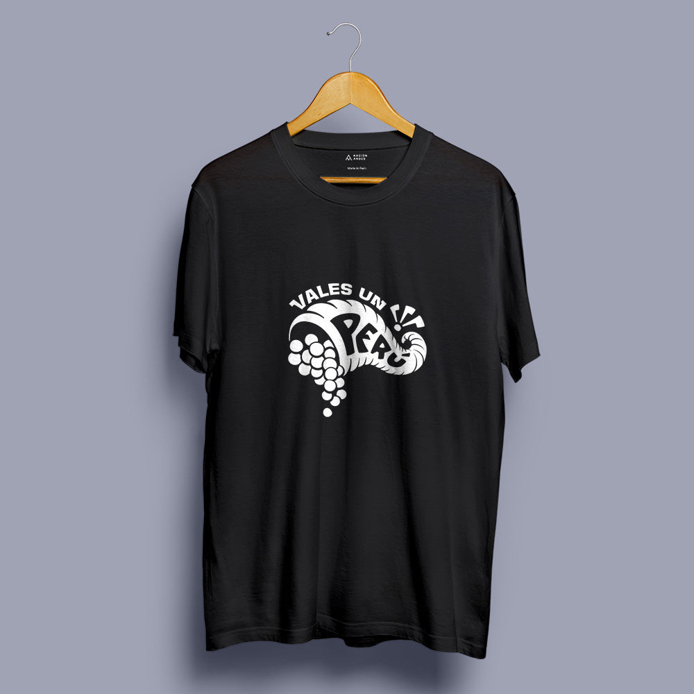 Polo negro manga corta Vales un Perú